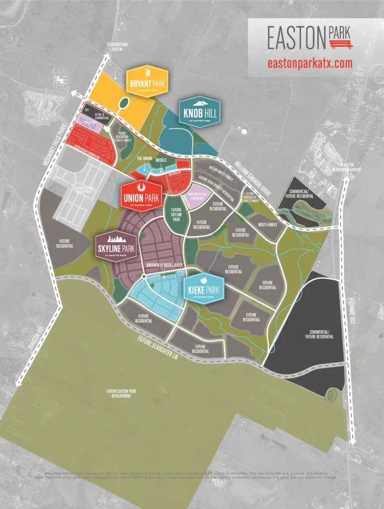 Map illustrating the expanded acreage for Easton Park.