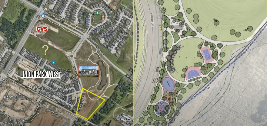 Union Park West location and aerial illustration.