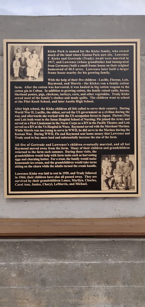 Kieke Park historic plaque. 